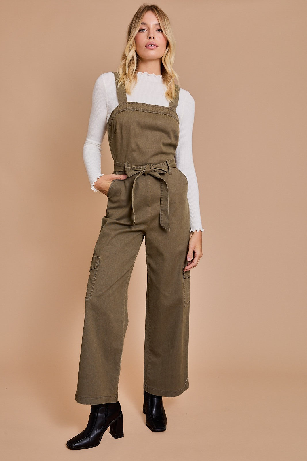 Strap cargo jumpsuit