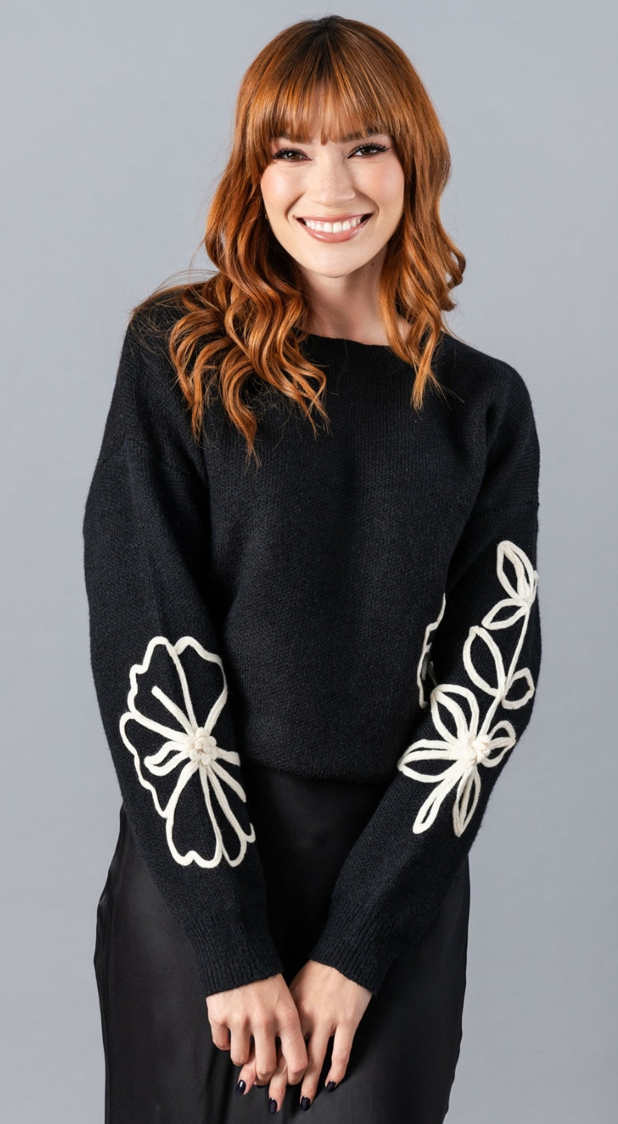 Sleeve flower sweater