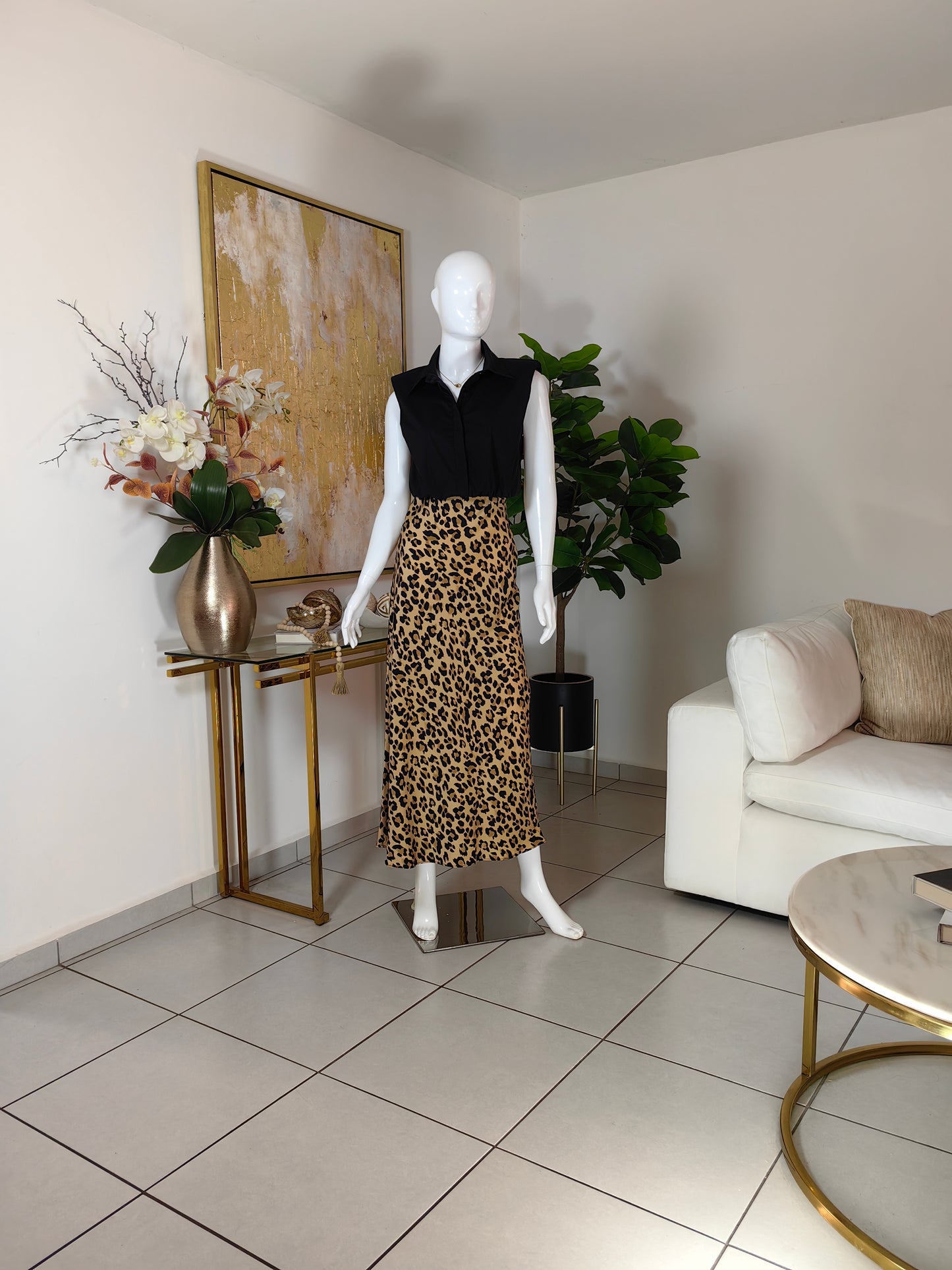 Animal print long skirt