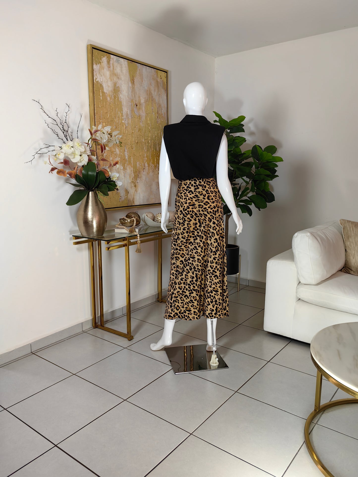 Animal print long skirt