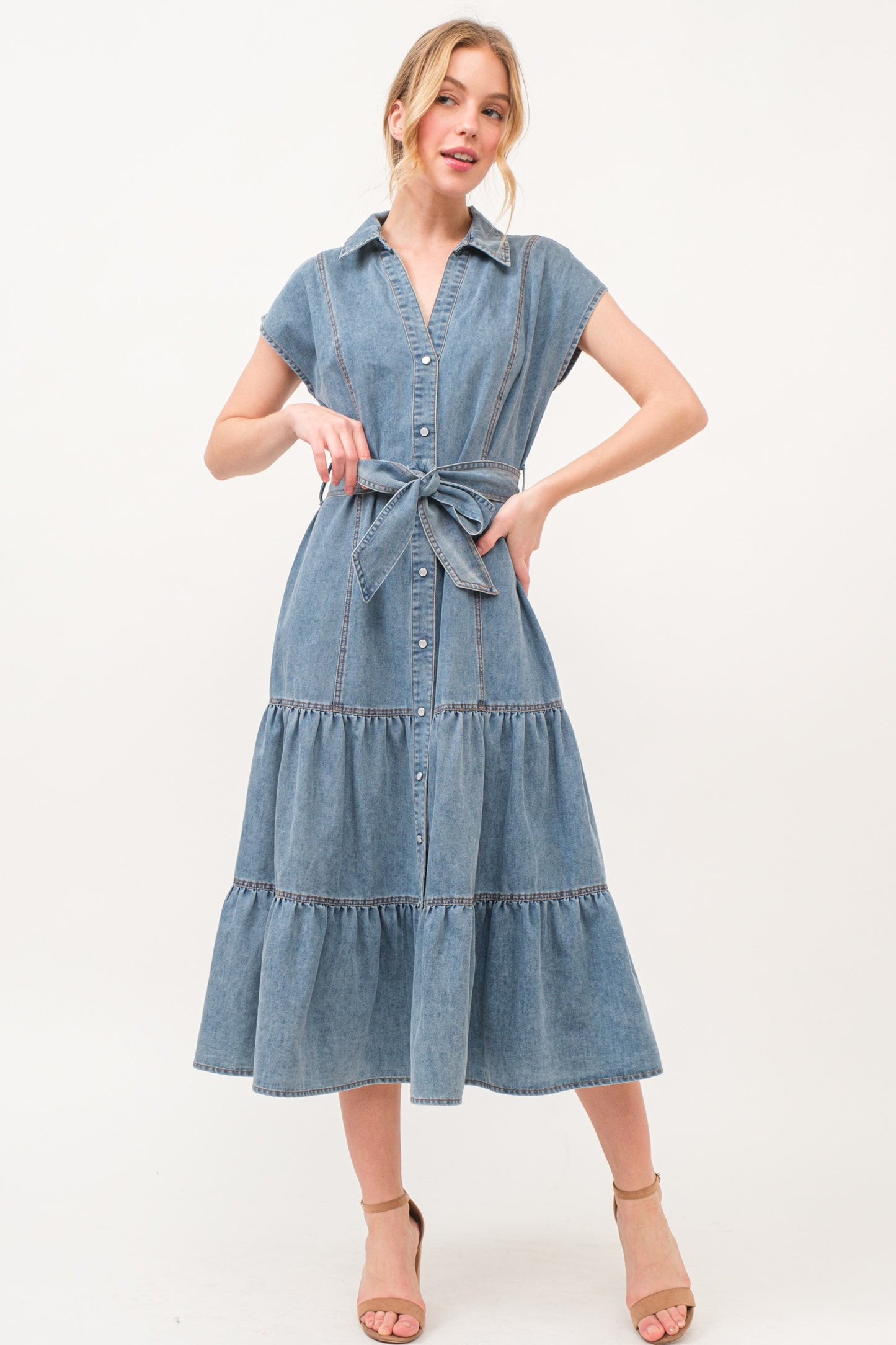 Midi denim dress