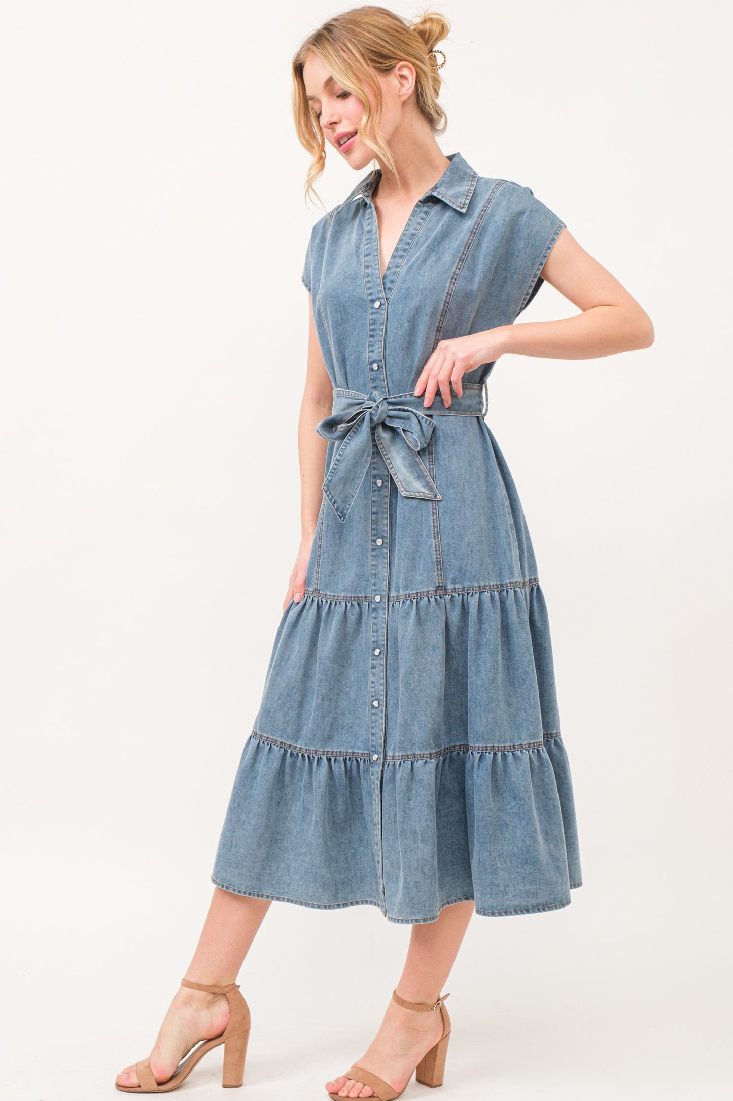 Midi denim dress