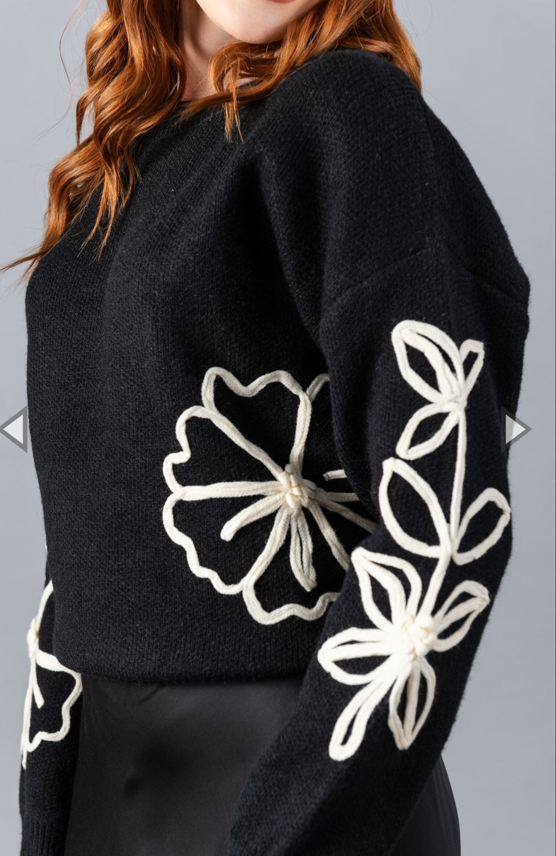 Sleeve flower sweater