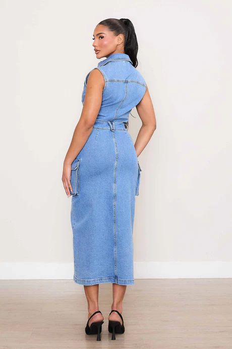 Cargo denim dress